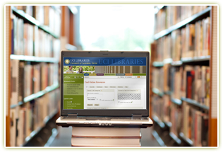 Laptop in library.