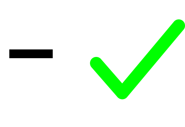 hyphen with green check mark