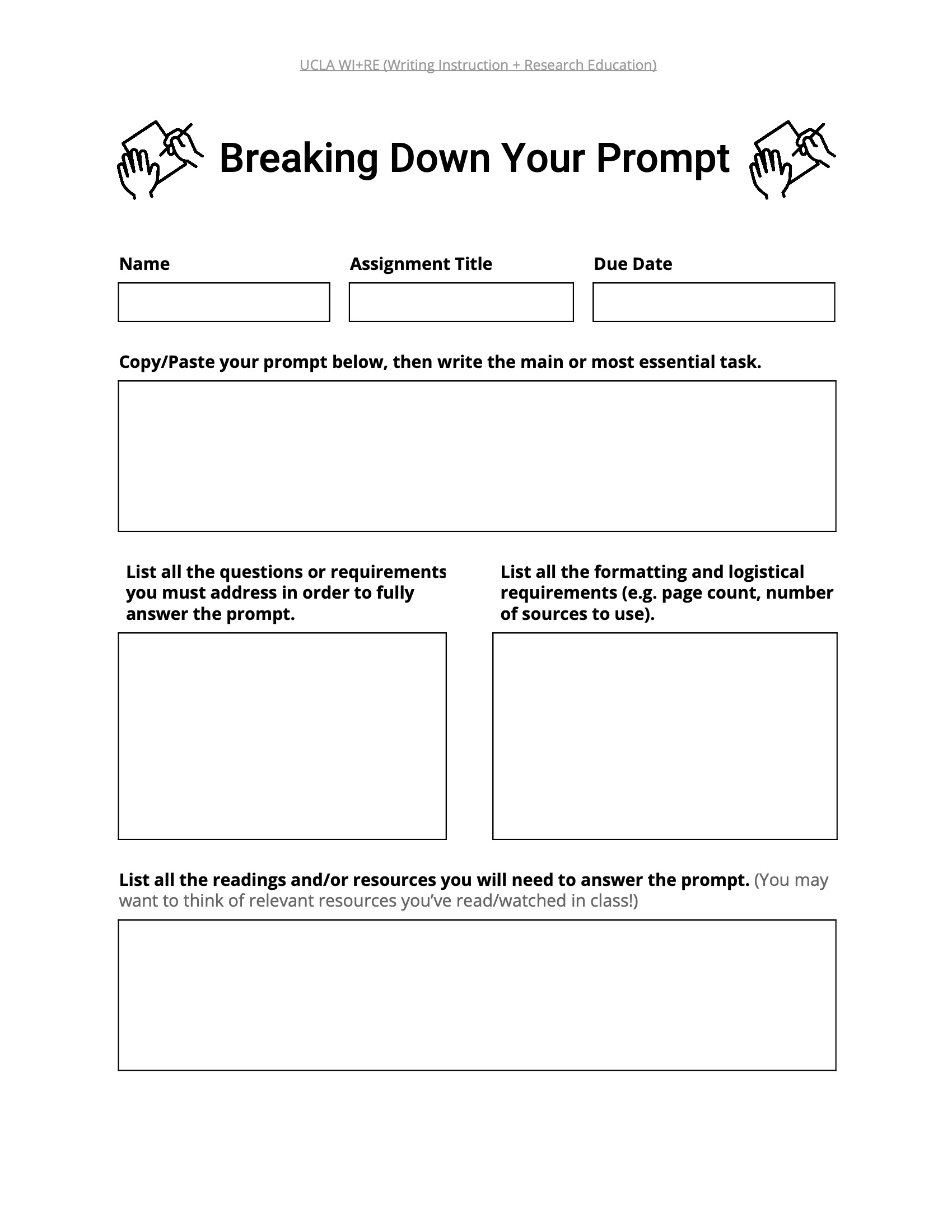 breaking down an essay prompt